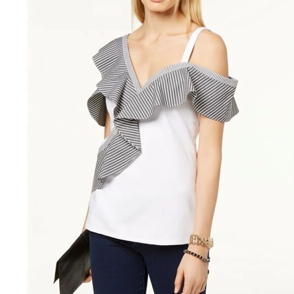 INC International Concepts Asymmetrical Cold-Shoulder Top Size Medium NWT - Picture 1 of 10